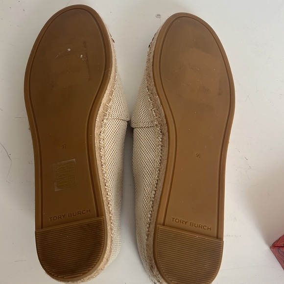 Tory Burch Color Block Canvas/Leather Espadrille Cream/Brown NWOT Size 9.5 - Picture 8 of 10